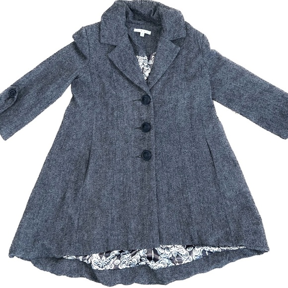 CAbi Jackets & Blazers - CABI Tweed Wool Blend Grey Pea Coat Women’s - Size 4